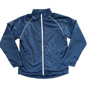 Lands End Navy Blue Wind Breaker Lined Jacket Boys Size L 14/16